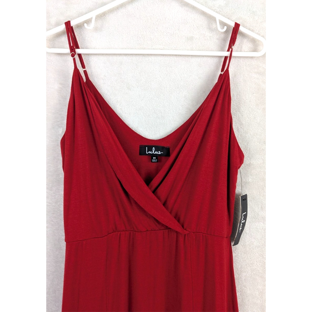 New Lulus sz M Midi length Faux Wrap Maxi Dress red sleeveless tank 3563 - Picture 2 of 6